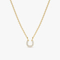 Solid Gold Natural Diamond Horseshoe Necklace (C511E5)