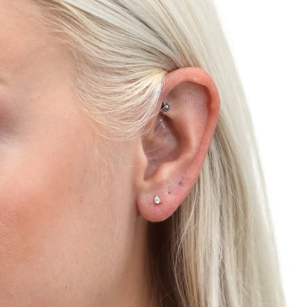 Solid Gold Pear-Cut Diamond Studs