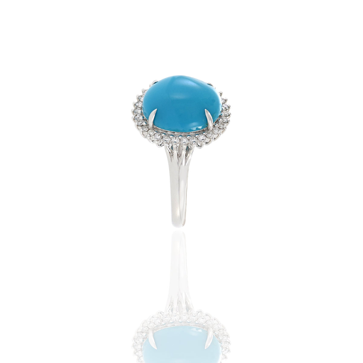 Solid Gold Turquoise And Diamond Ring (B66830)