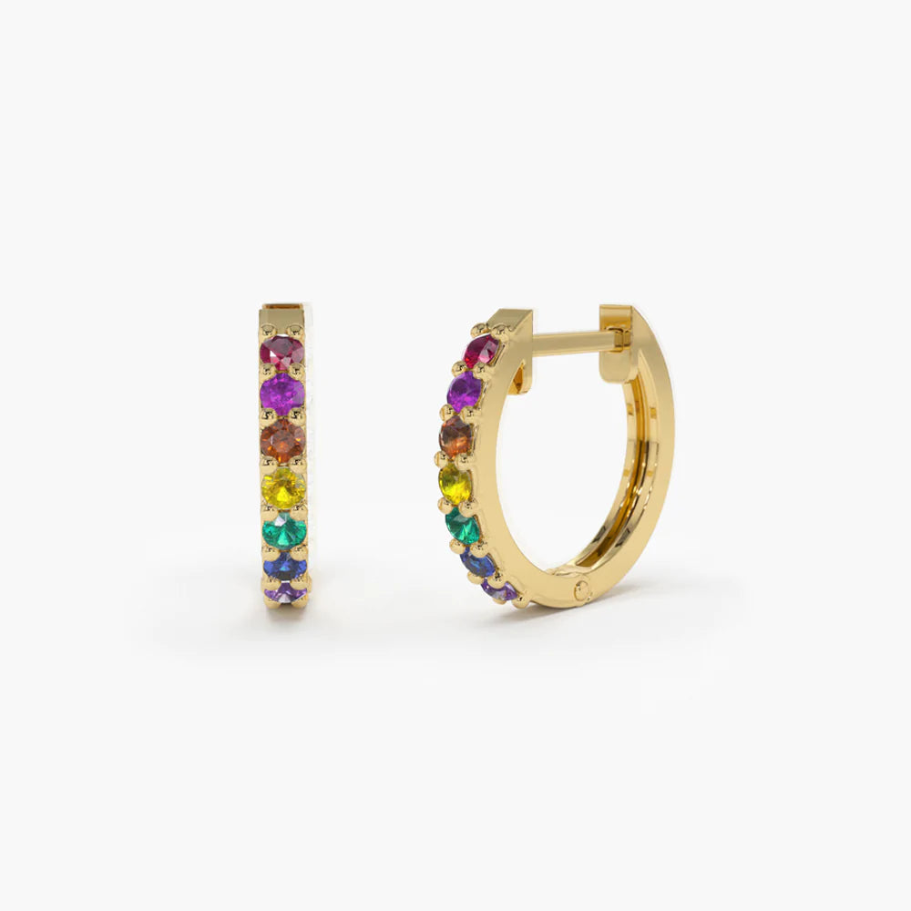 Solid Gold sapphire huggies earrings