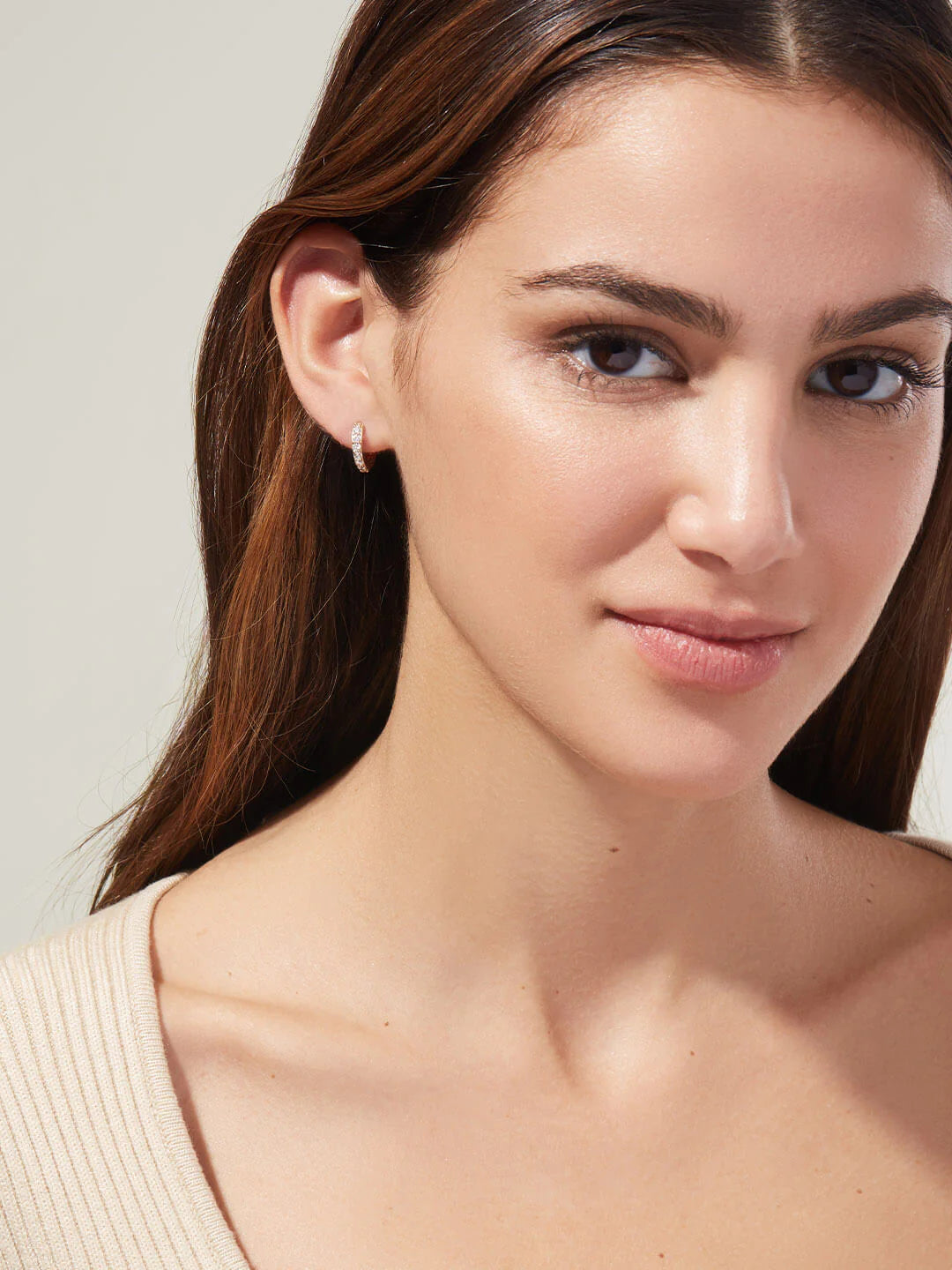 Solid Gold & Diamond Hoop Earrings (D1E884)