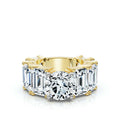 Solid Gold Baguette & Round Shape Lab Grown Diamond Engagement Ring