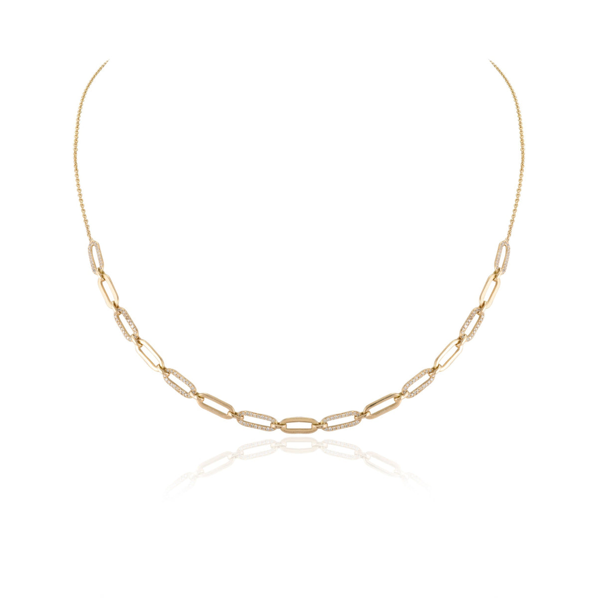 Solid Gold Clip On Diamond Chain Necklace