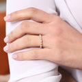 Solid Gold Marquise and Round Diamond Milgrain Bezel Setting Ring