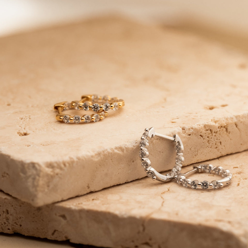 Solid Gold Diamond Huggies Earring