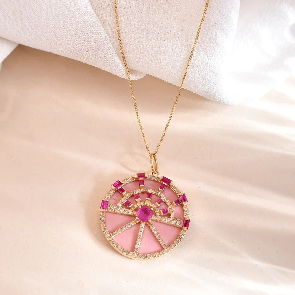 Solid Gold Ruby Diamon Charm