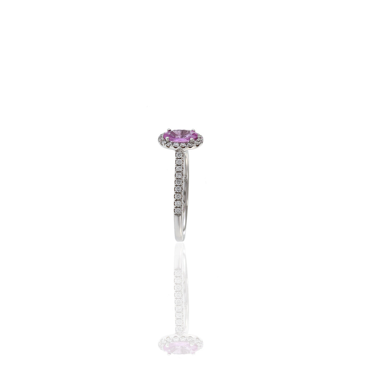 18K Solid Gold Pink Sapphire And Diamond Ring - Style B