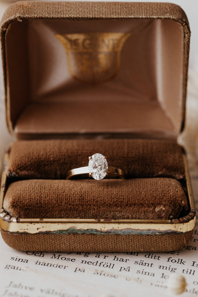 Solid Gold Octavia Oval Thick Moissanite Engagement Solitaire Ring - (09D36A)