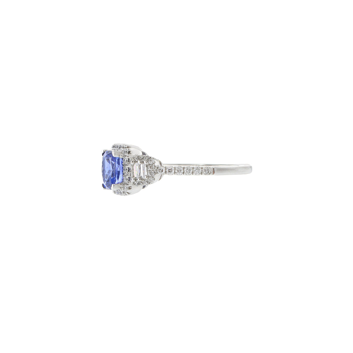 Solid Gold Cushion Cut Tanzanite And Diamond Ring