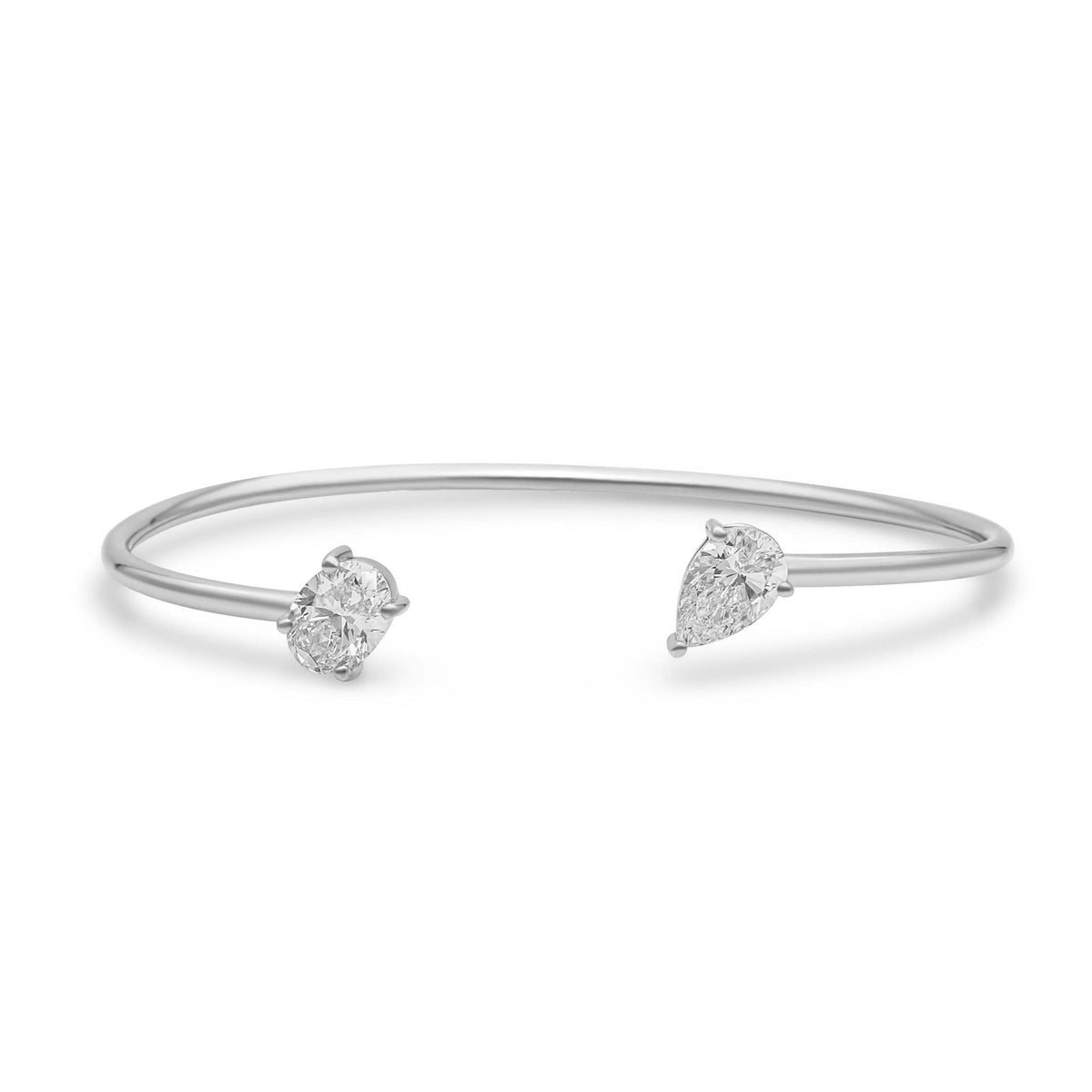 Solid Gold Lab Grown Pear and Oval Bangle