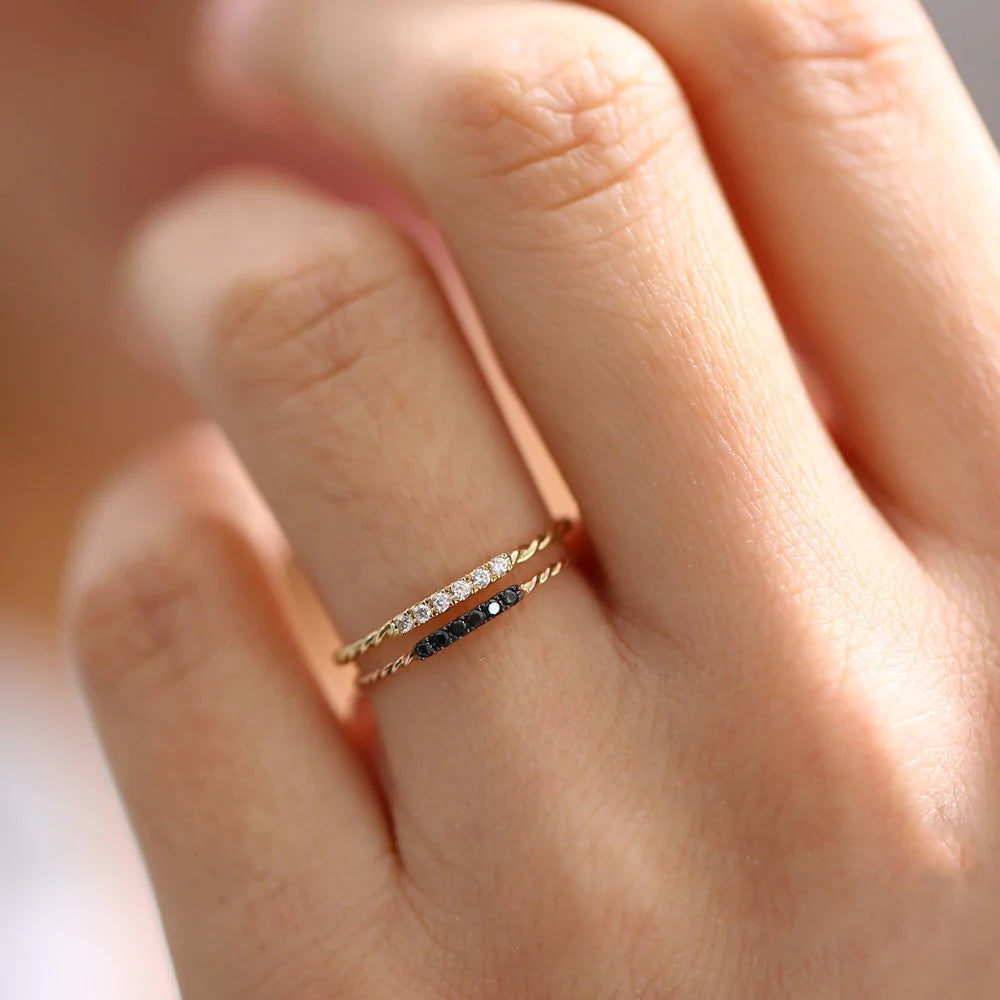 Solid Gold Twisted Diamond Wedding Band