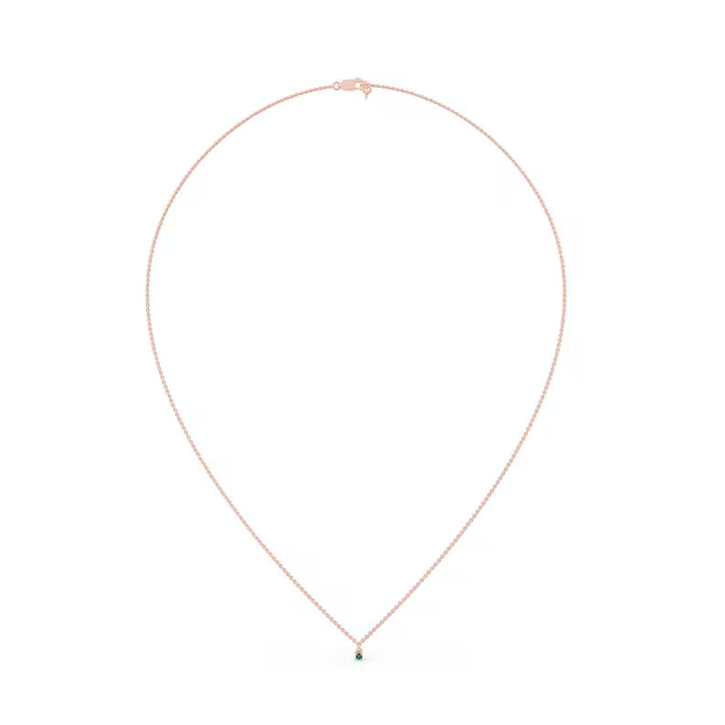 Solid Gold Natural Emerald Prong Set Necklace