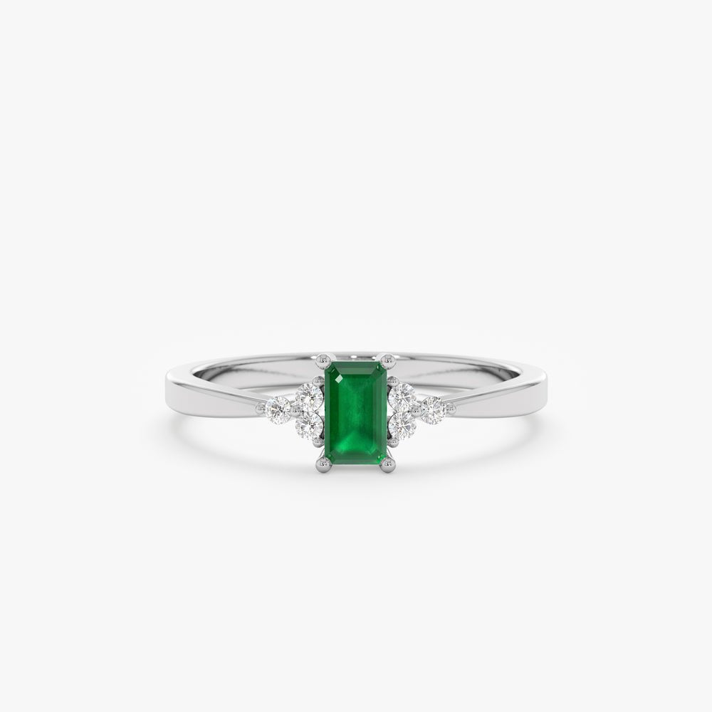 Solid Gold Emerald and Diamond Engagement Ring (70DA51)