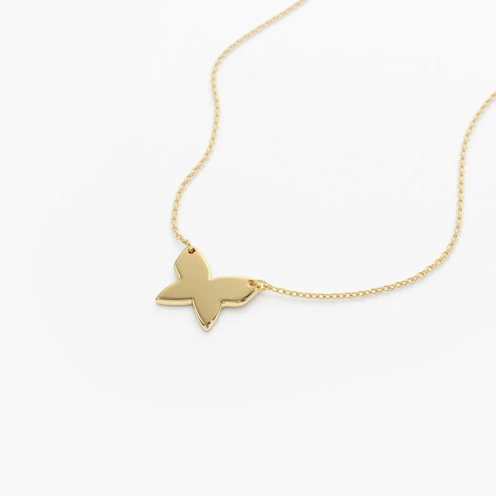 Solid Gold Butterfly Necklace