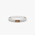 18K Solid Gold Diamond and Baguette Citrine Ring