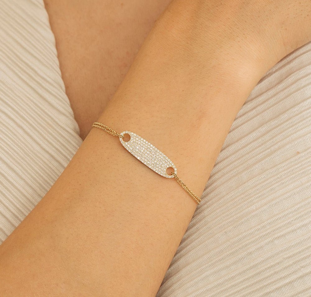 Solid Gold Bold Diamond ID Bracelet