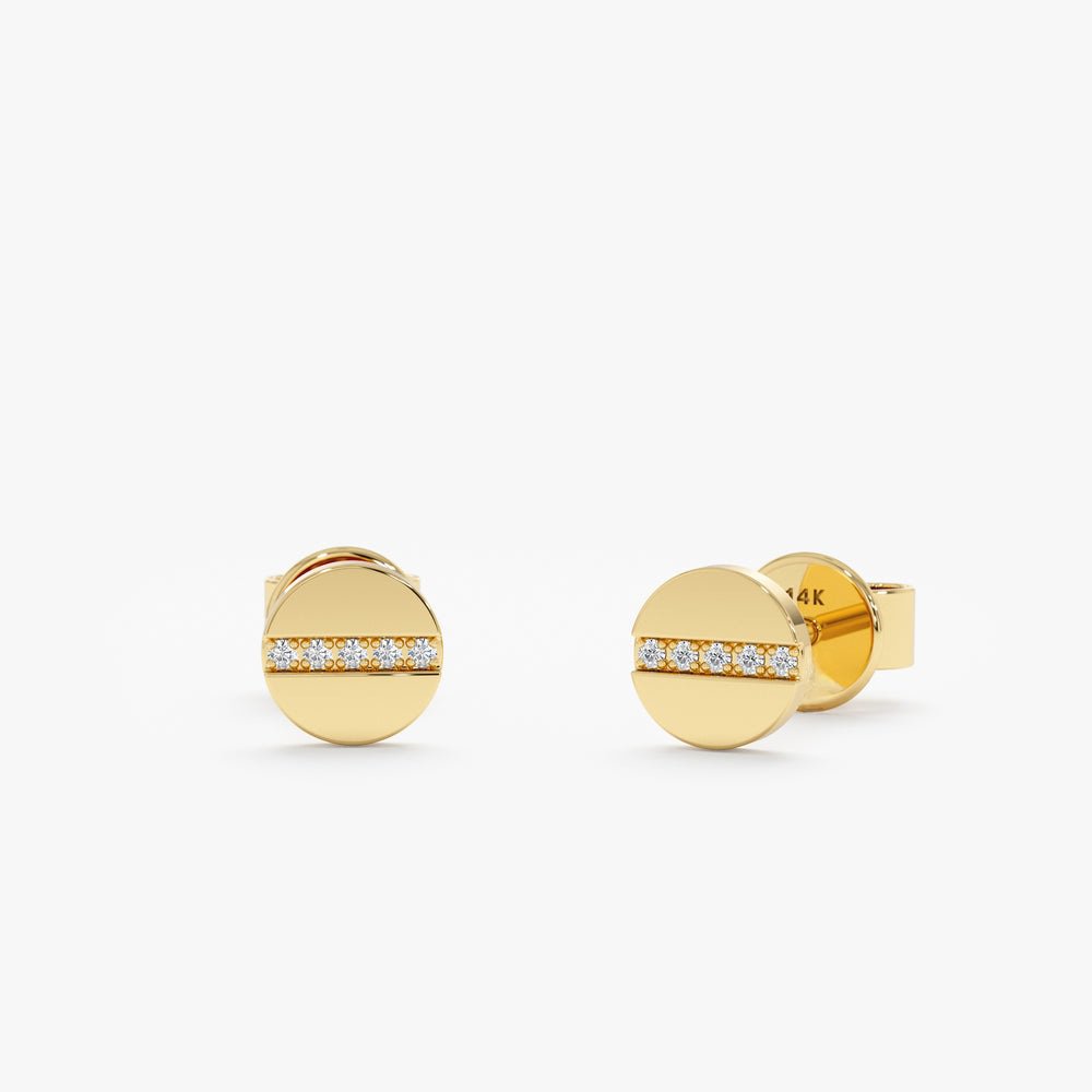 Solid Gold Diamond Button Studs