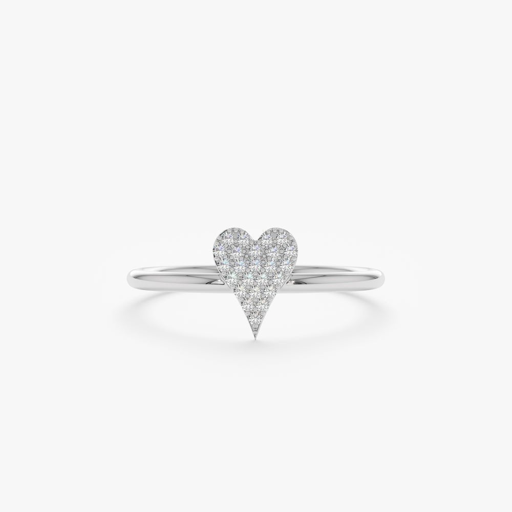 Solid Gold Micro Pave Diamond Heart Ring (A2B7F6)