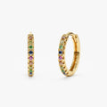 Solid Gold Solid Thin Rainbow Sapphire Huggies