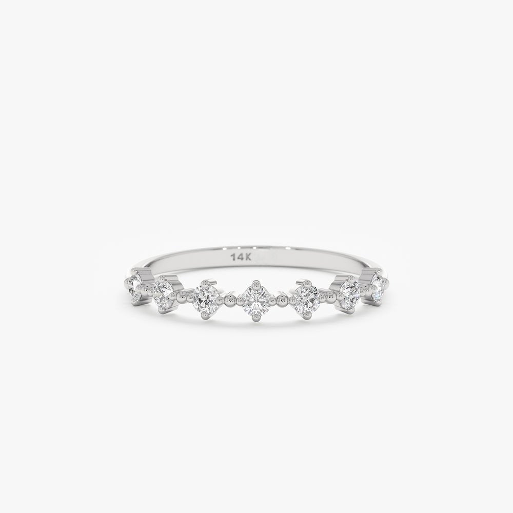 Solid Gold Beaded Diamond Ring (7BA161)