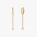Solid Gold Multi Diamond Drop Charm Huggies (546047)
