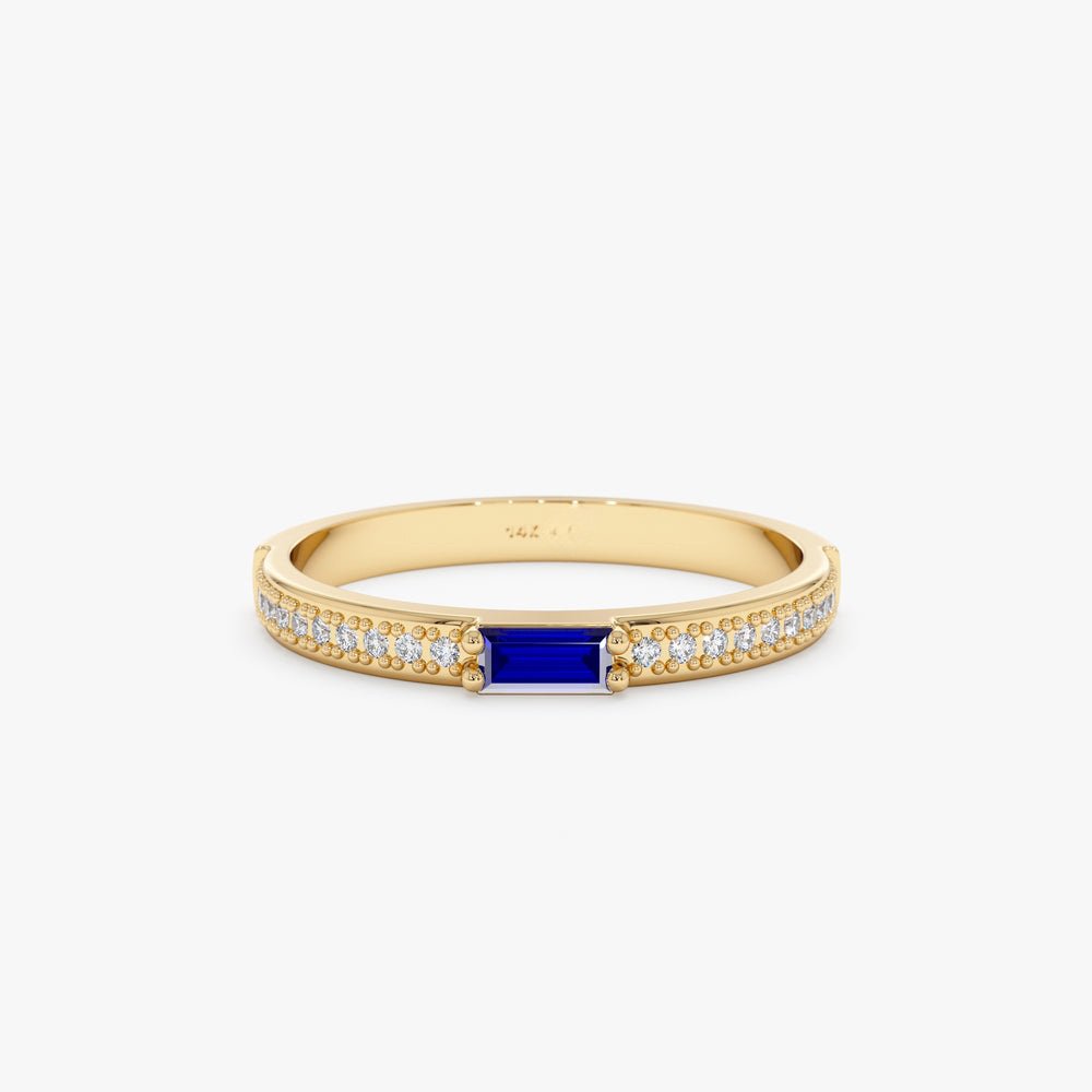 Solid Gold Diamond and Baguette Sapphire Ring (480028)