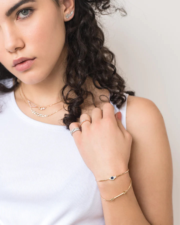 Solid Gold Evil Eye Latch Bracelet