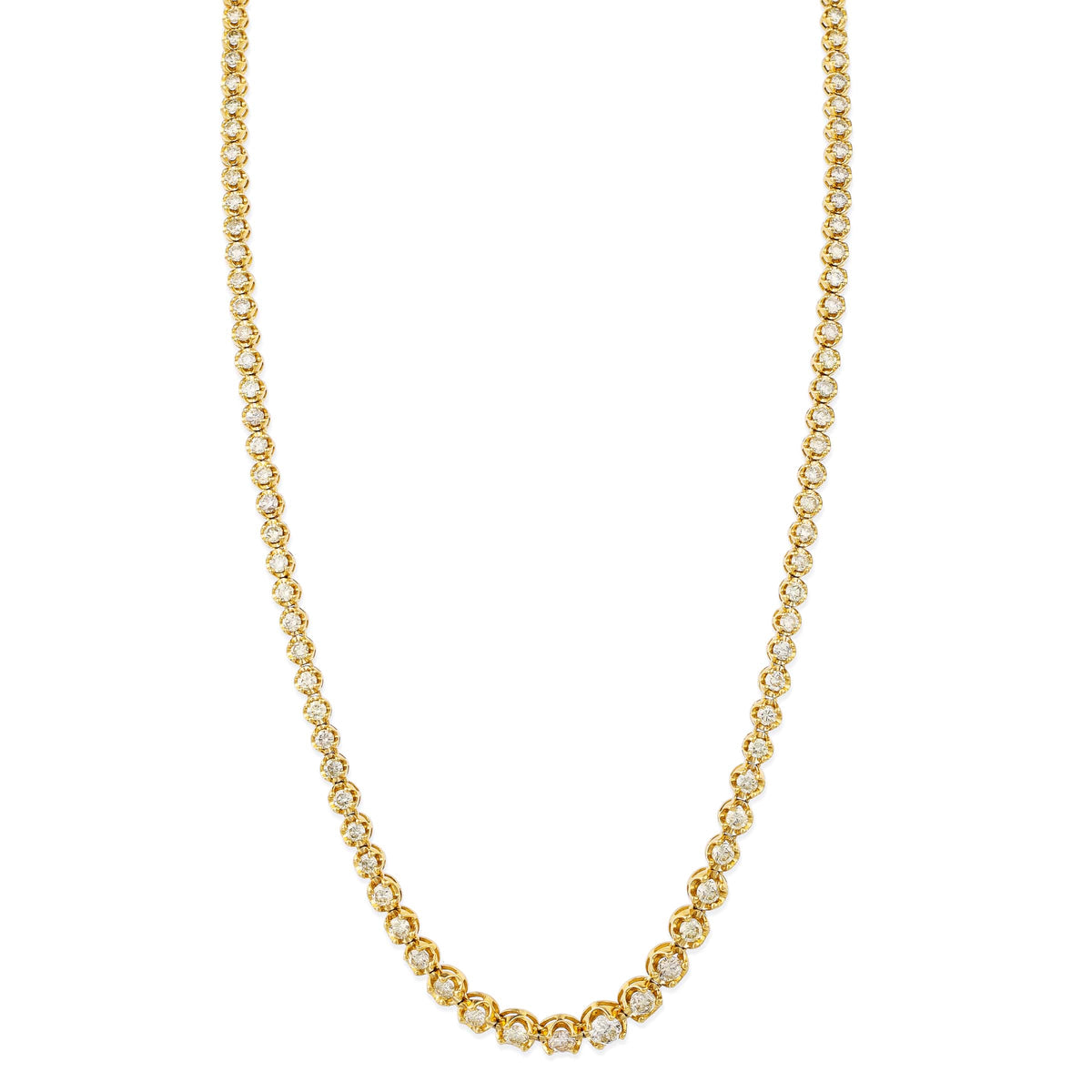 Solid Gold Graduated Buttercup Diamond Tennis Necklace (6EBD9)