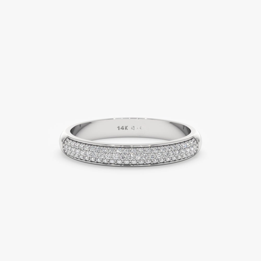 14K Solid Gold 0.35 CT Pavé Diamond Dome Ring
