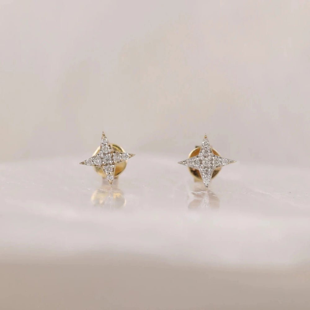 Solid Gold North Star Diamond Studs