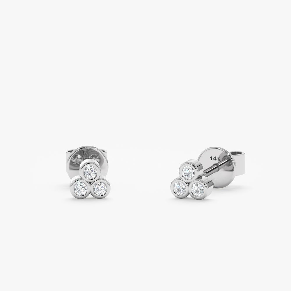 Solid Gold Triple Bezel Diamond Studs
