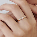 Solid Gold Double Baguette and Round Diamond Wedding Ring