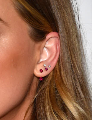 Solid Gold Ruby Orbit Earring