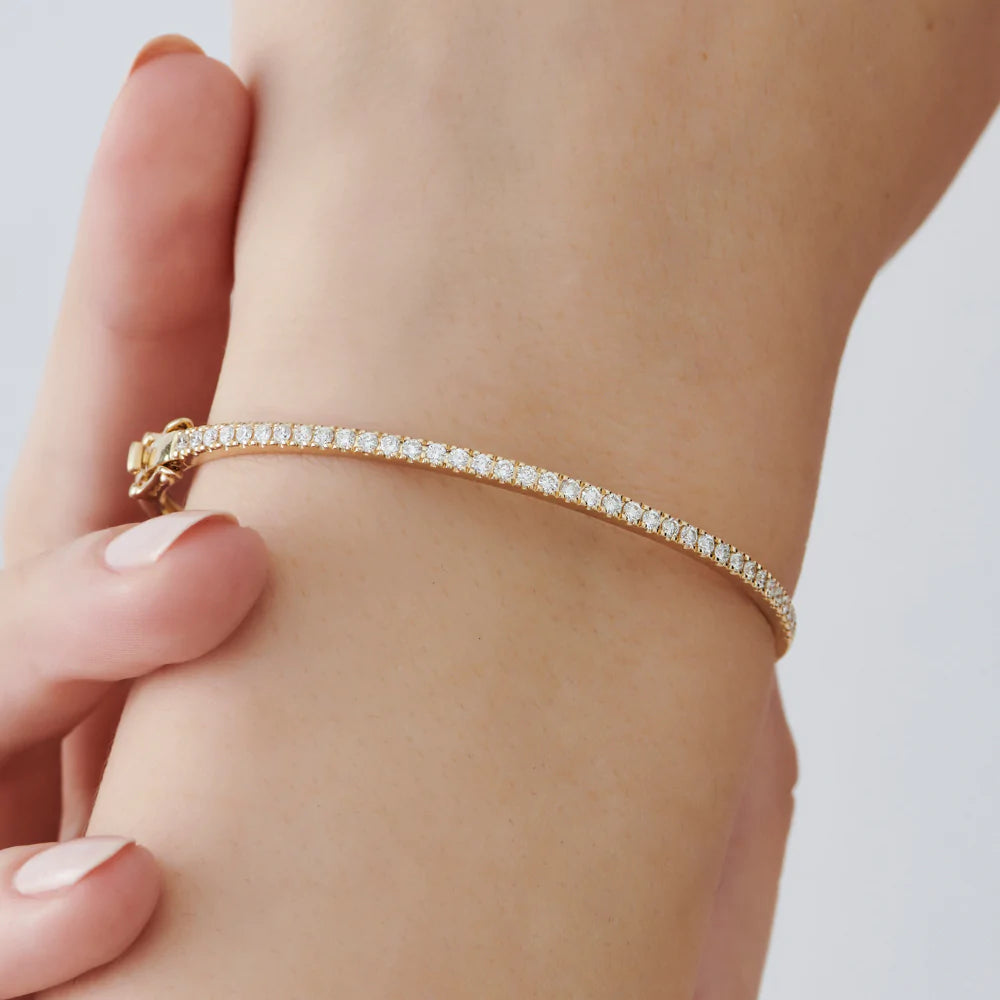Solid Gold Stacking Micro Pave Diamond Bangle 0.90 ctw