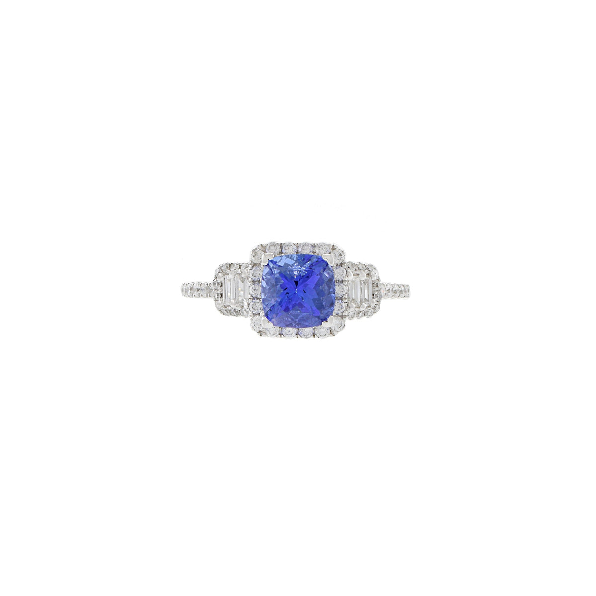 Solid Gold Cushion Cut Tanzanite And Diamond Ring