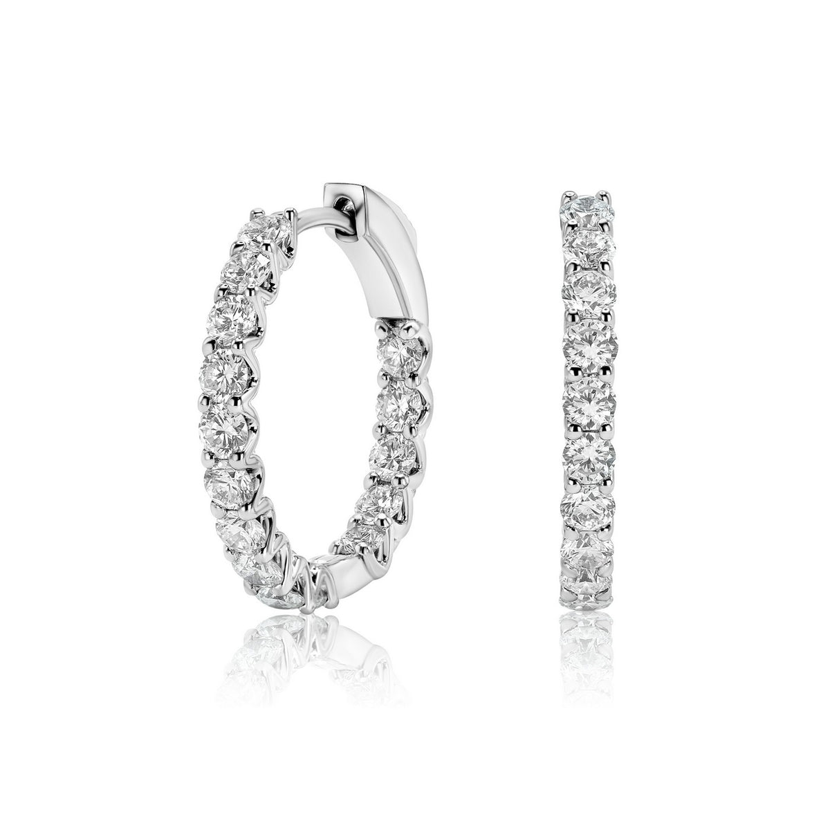 Solid Gold Lab-Created Diamond 15mm Huggie Earrings
