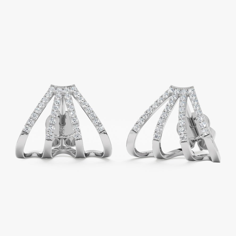 Solid Gold Diamond Arrow Cage Huggies