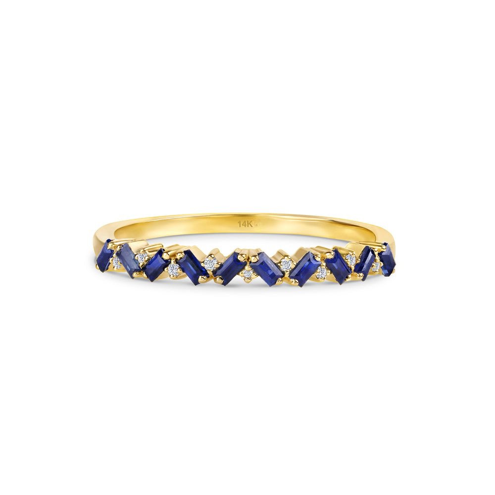 Solid Gold Sapphire and Diamond Garland Ring (E2A502)