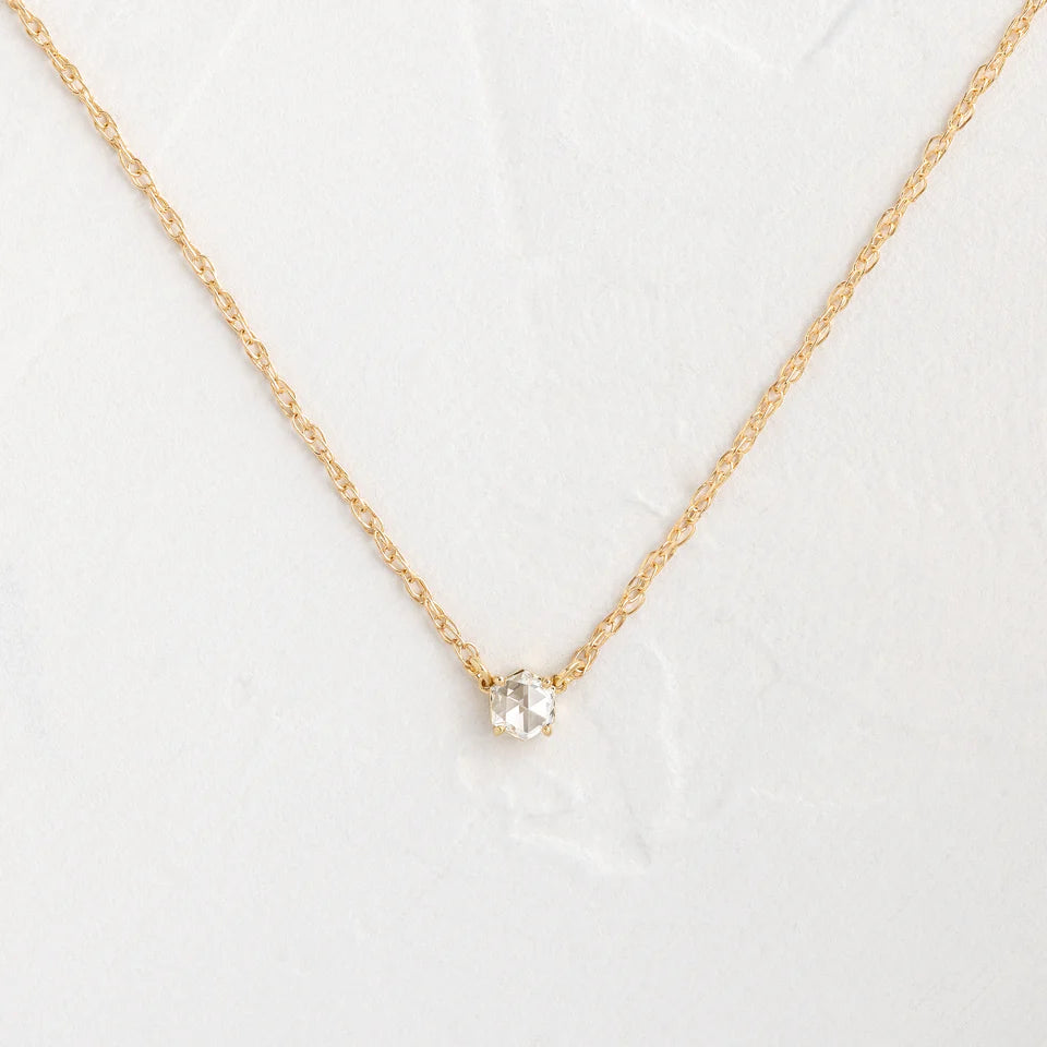 Solid Gold Diamond Prism Necklace