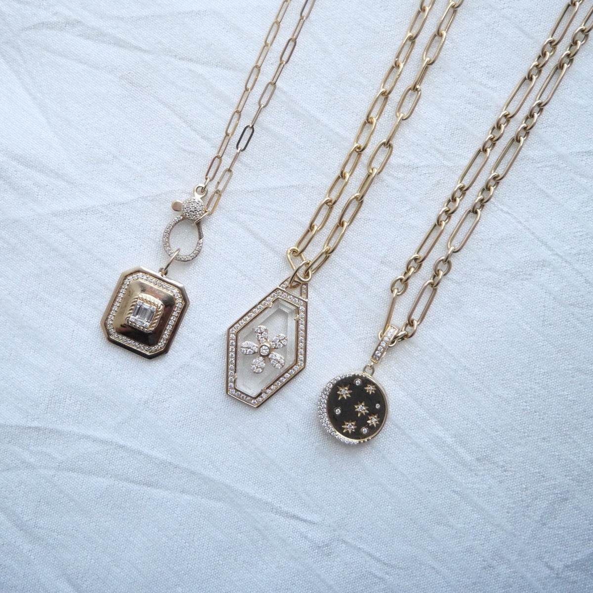 Solid Gold Octagon Illusion Diamond Pendant