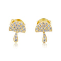 Solid Gold Diamond Mushroom Stud Earring