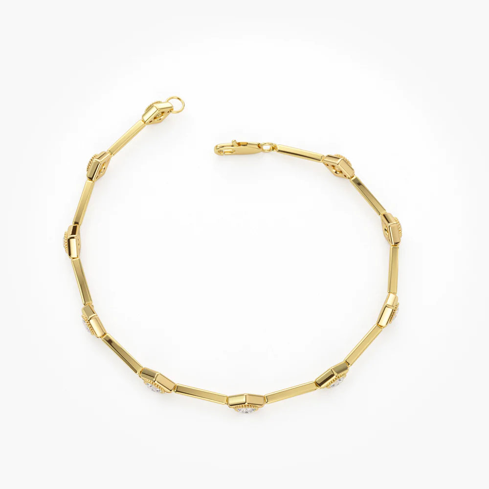 Solid Gold Milgrain Setting Diamond Infinity Bracelet 1.20 ctw