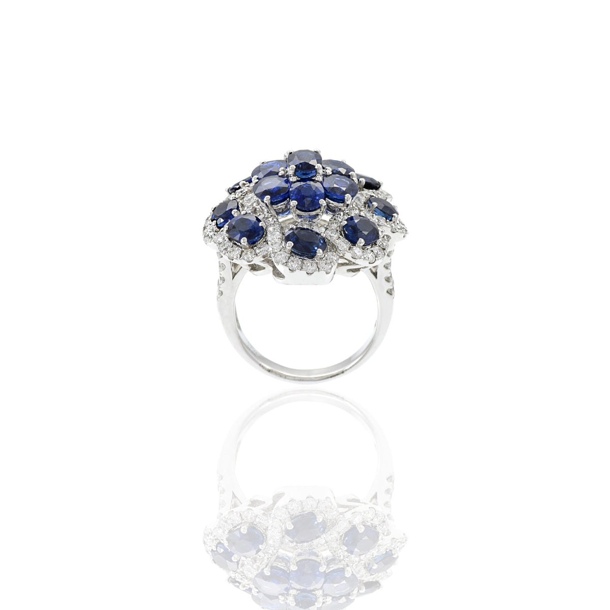 Solid Gold Sapphire And Diamond Cocktail Ring