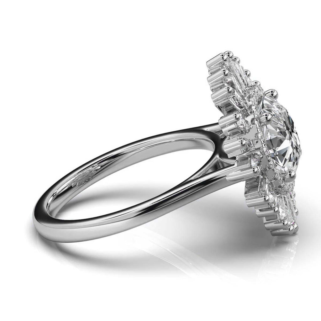 Solid Gold Flower Solitaire Lab Grown Diamond Ring