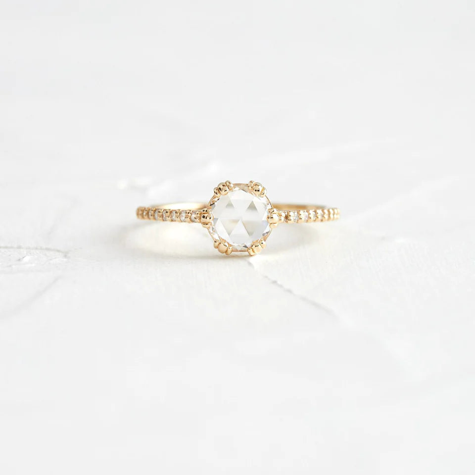 Solid Gold Lab-Grown Diamond Moonlit Ring with Pave Band