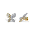 Solid Gold Pave Diamond Two Tone Butterfly Earrings