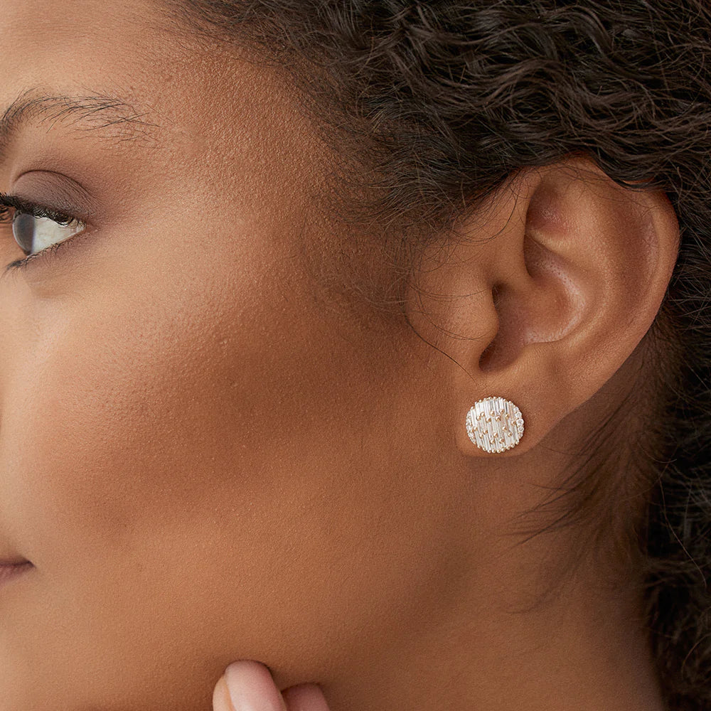 Solid Gold Baguette Diamond Needle Cut Statement Earrings