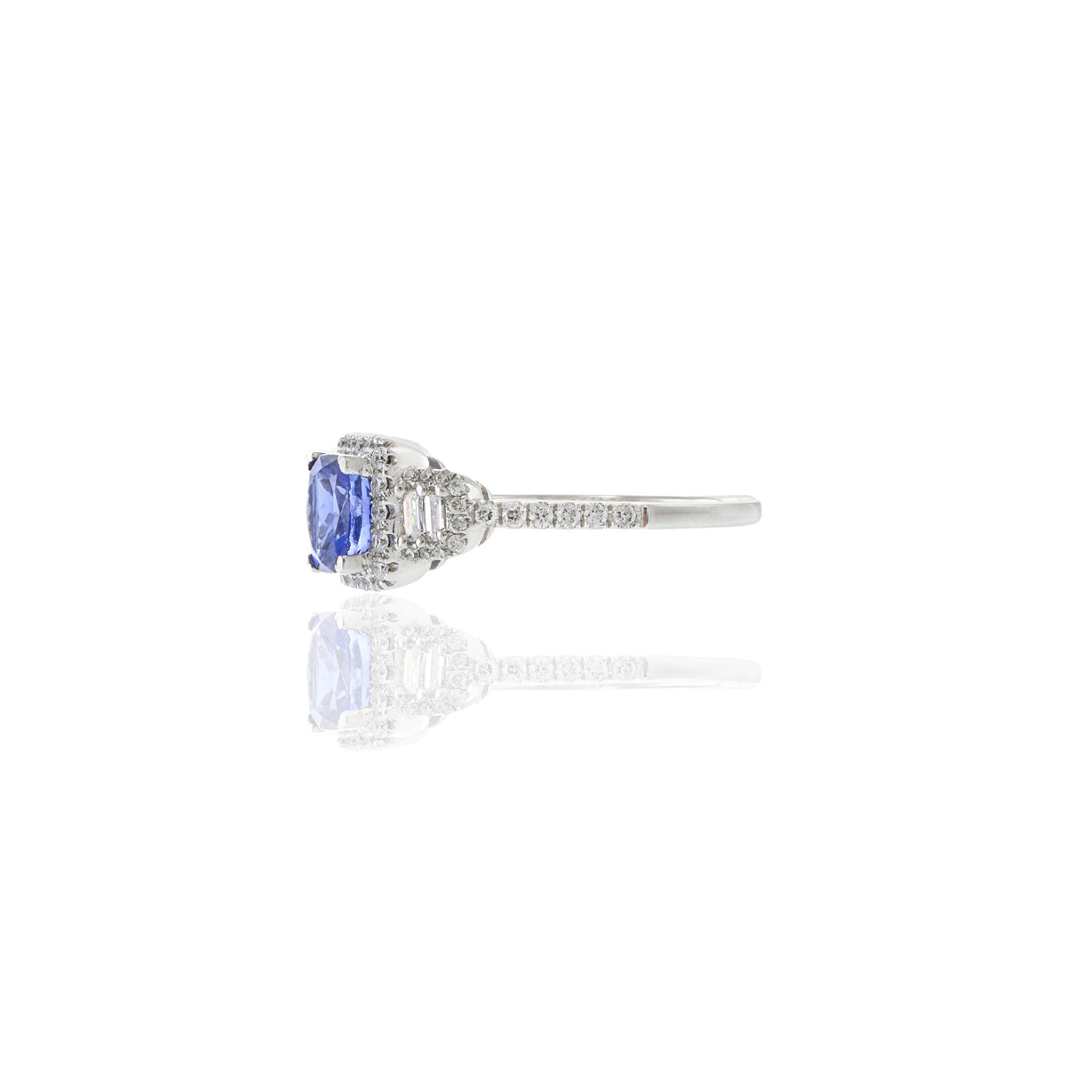 Solid Gold Cushion Cut Tanzanite And Diamond Ring