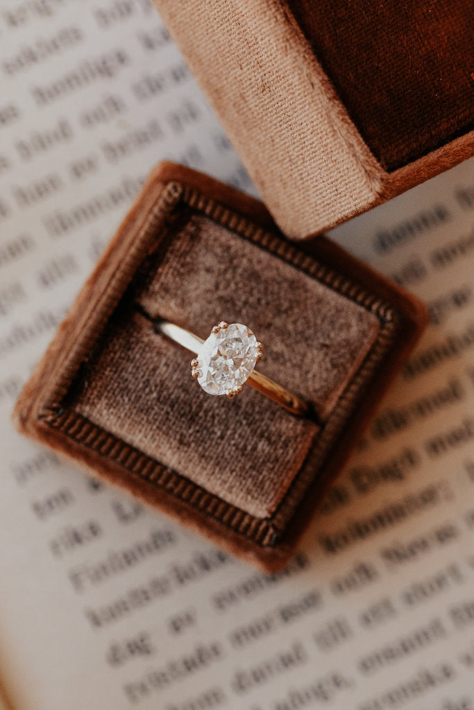 Solid Gold Lab-Grown Diamond Oval Double Prong Solitaire Ring