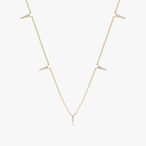 Solid Gold Diamond Spike Station Necklace (3E7565)